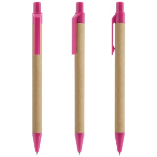 Bolígrafo personalizable de cartón con pulsadores en varios colores.
